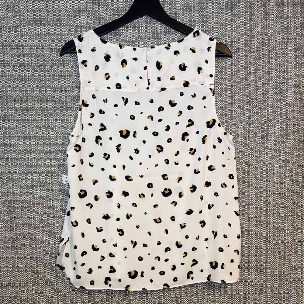 Lark & Ro Women's Sleeveless Tank Blouse‎ Beige With Leopard Print, Size 10 NWT - Picture 4 of 7
